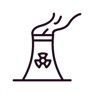 Nükleer santral ikon vektörü. İnce çizgi işareti. izole edilmiş sınır sembolü çizimi