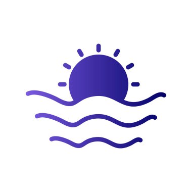 Güneş ikonu vektör illüstrasyonu. Gün doğumu 