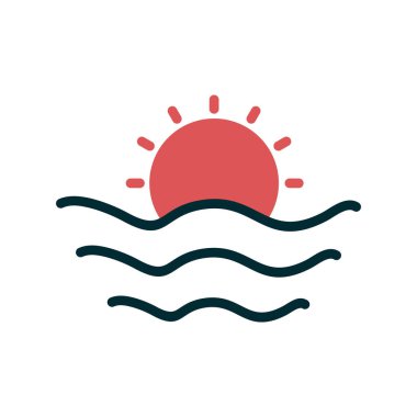 Güneş ikonu vektör illüstrasyonu. Gün doğumu 