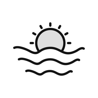 Güneş ikonu vektör illüstrasyonu. Gün doğumu 