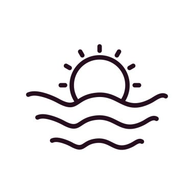 Güneş ikonu vektör illüstrasyonu. Gün doğumu 