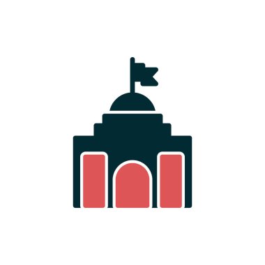 Belediye binası simgesi, vektör illüstrasyonu