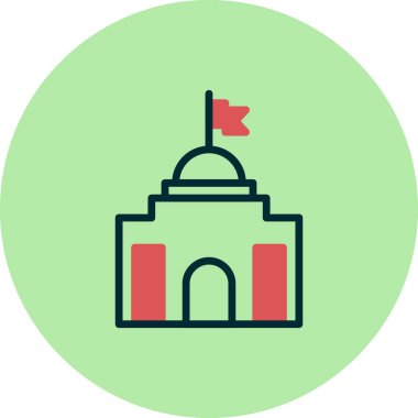 Belediye binası simgesi, vektör illüstrasyonu