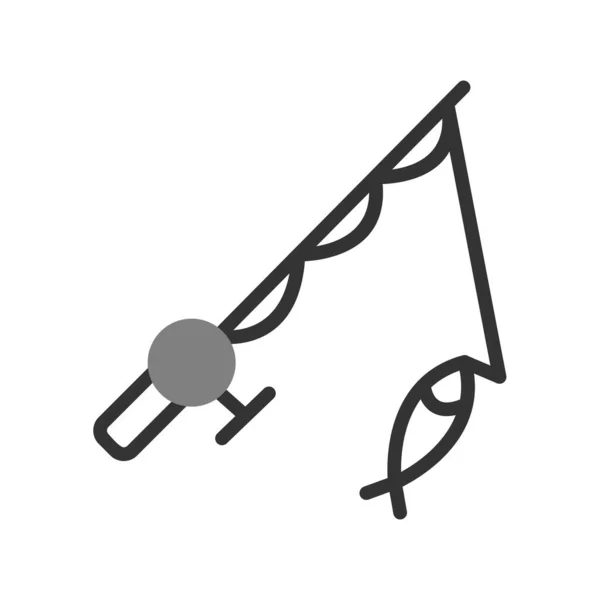 Angelrute Und Fisch Symbol Vektorillustration — Stockvektor