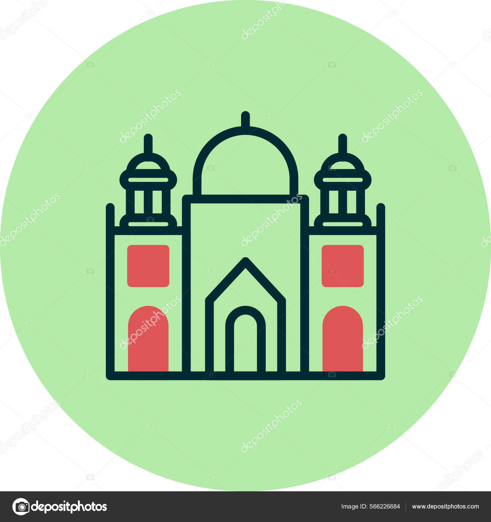 Badshahi mosque building palace icon Royalty Free Vector