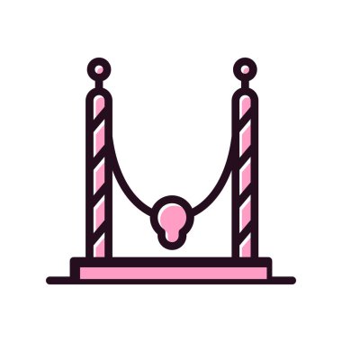 Beyaz arkaplanda izole edilmiş salıncak simgesi vektörü, ana hatlar biçiminde merdiven şeffaf işareti, çizgi ve doğrusal tasarım ögeleri