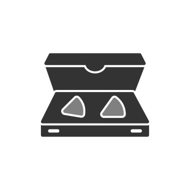 Pizza kutusu simgesi, vektör illüstrasyonu