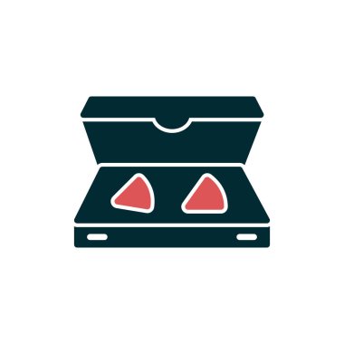 Pizza kutusu simgesi, vektör illüstrasyonu