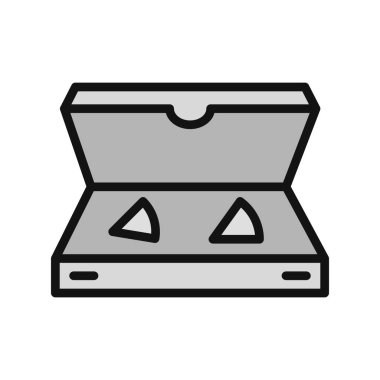 Pizza kutusu simgesi, vektör illüstrasyonu