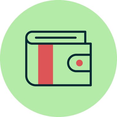 cüzdan düz simgesi, vektör illüstrasyonu