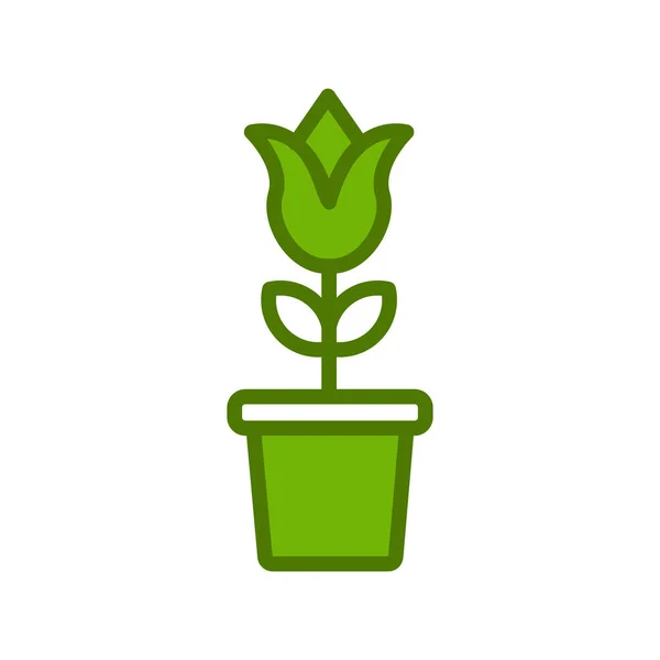 Tulip Flower Pot Vector Icon Illustration — Stock Vector