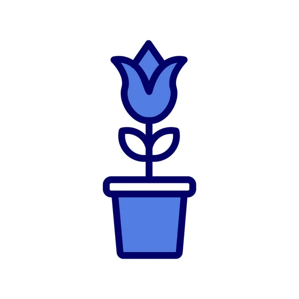 Tulip Flower Pot Vector Icon Illustration —  Vetores de Stock