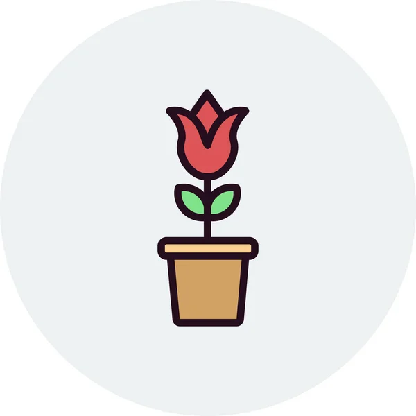 Tulip Flower Pot Vector Icon Illustration — Archivo Imágenes Vectoriales