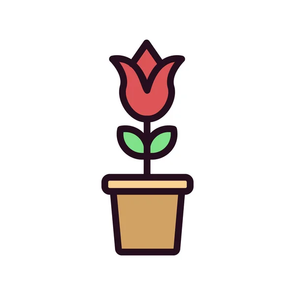Fiore Tulipano Vaso Icona Vettoriale Illustrazione — Vettoriale Stock