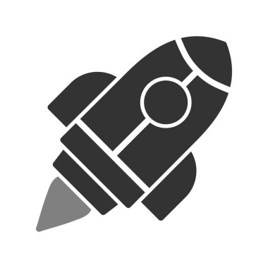 Beyaz arkaplanda izole edilmiş roket simgesi vektörü, şeffaf uzay gemisi işareti, doğrusal konsept