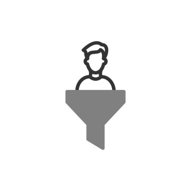 Satışlar huni simgesi, vektör illüstrasyonu