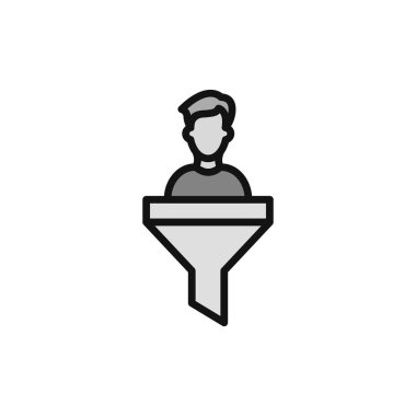 Satışlar huni simgesi, vektör illüstrasyonu