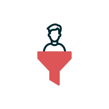 Satışlar huni simgesi, vektör illüstrasyonu