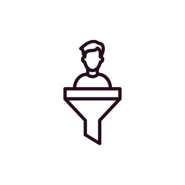 Satışlar huni simgesi, vektör illüstrasyonu