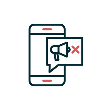 cep telefonu simgesi vektörü. İnce çizgi işareti. izole edilmiş sınır sembolü çizimi