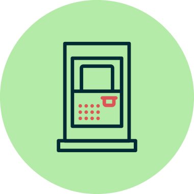 ATM simge vektörü beyaz arkaplanda izole edildi, kredi kartı işareti logosu kavramı 