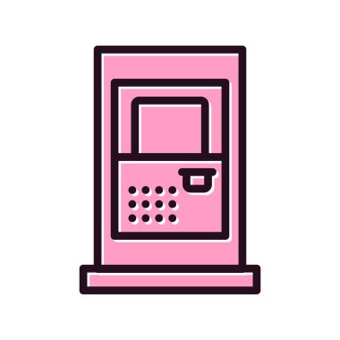 ATM simge vektörü beyaz arkaplanda izole edildi, kredi kartı işareti logosu kavramı 