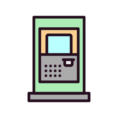 ATM simge vektörü beyaz arkaplanda izole edildi, kredi kartı işareti logosu kavramı 