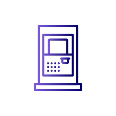 ATM simge vektörü beyaz arkaplanda izole edildi, kredi kartı işareti logosu kavramı 