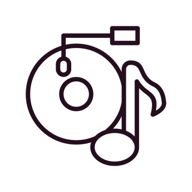 müzik çalar ikon vektörü. İnce çizgi işareti. İzole edilmiş sembol çizimi. Vinil 