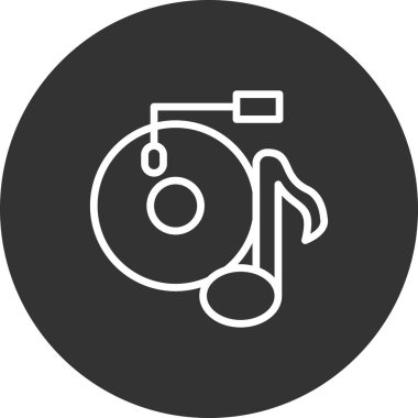 müzik çalar ikon vektörü. İnce çizgi işareti. İzole edilmiş sembol çizimi. Vinil 