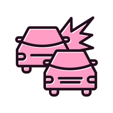 Kaza Araba simgesi, vektör illüstrasyonu