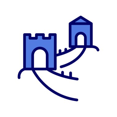 Çin Seddi, Asya 'nın ünlü mimarisi, vektör illüstrasyonu 