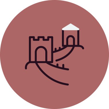 Çin Seddi, Asya 'nın ünlü mimarisi, vektör illüstrasyonu 