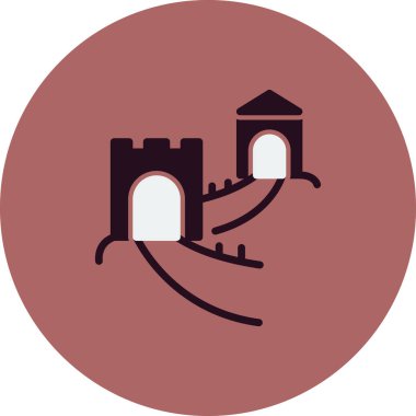 Çin Seddi, Asya 'nın ünlü mimarisi, vektör illüstrasyonu 