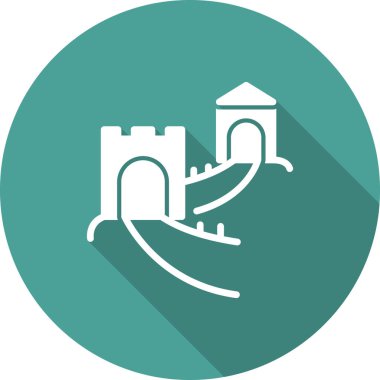 Çin Seddi, Asya 'nın ünlü mimarisi, vektör illüstrasyonu 