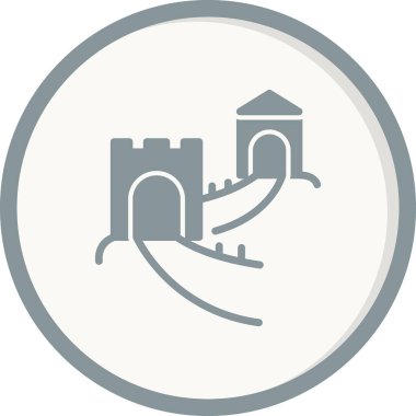 Çin Seddi, Asya 'nın ünlü mimarisi, vektör illüstrasyonu 