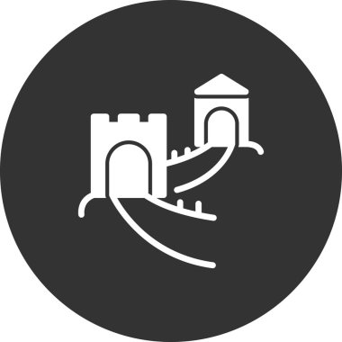 Çin Seddi, Asya 'nın ünlü mimarisi, vektör illüstrasyonu 