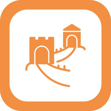 Çin Seddi, Asya 'nın ünlü mimarisi, vektör illüstrasyonu 