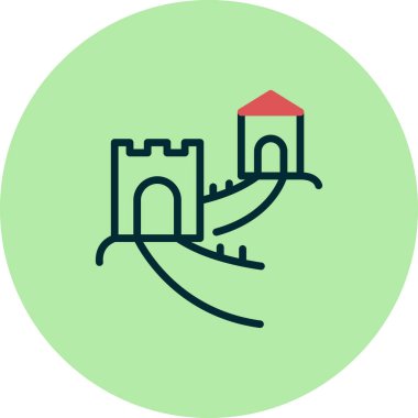 Çin Seddi, Asya 'nın ünlü mimarisi, vektör illüstrasyonu 