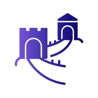 Çin Seddi, Asya 'nın ünlü mimarisi, vektör illüstrasyonu 