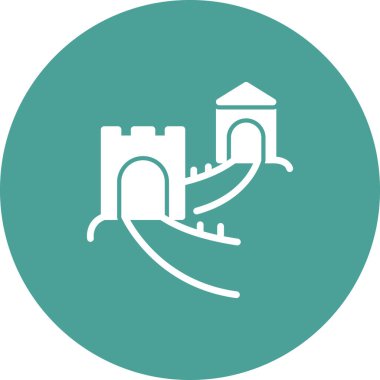 Çin Seddi, Asya 'nın ünlü mimarisi, vektör illüstrasyonu 