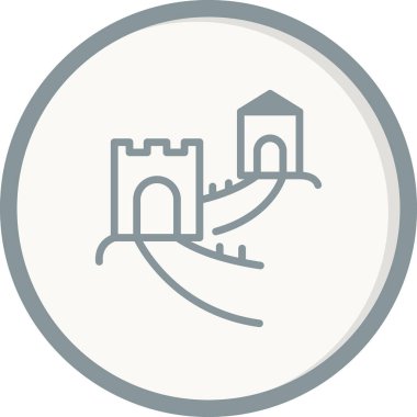 Çin Seddi, Asya 'nın ünlü mimarisi, vektör illüstrasyonu 