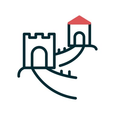 Çin Seddi ikon vektörü. İnce çizgi işareti. izole edilmiş sınır sembolü çizimi