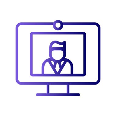 Doktor video çağrı vektör simgesi modern basit ve izole arkaplan