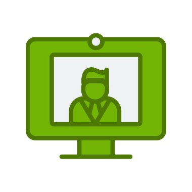 Doktor video çağrı vektör simgesi modern basit ve izole arkaplan