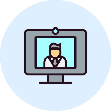 Doktor video çağrı vektör simgesi modern basit ve izole arkaplan