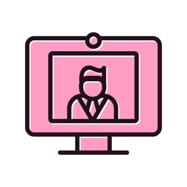 Doktor video çağrı vektör simgesi modern basit ve izole arkaplan