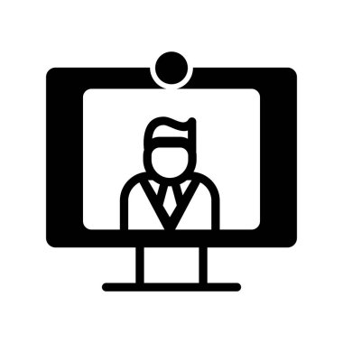 Doktor video çağrı vektör simgesi modern basit ve izole arkaplan