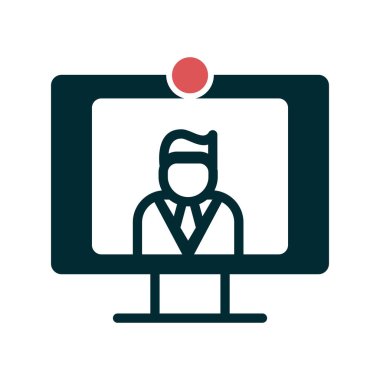 Doktor video çağrı vektör simgesi modern basit ve izole arkaplan