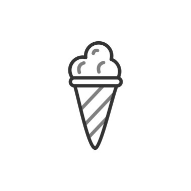 Dondurma külahının vektör simgesi waffle külahında kepçeler 